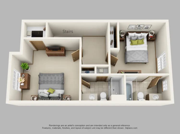 undefined apartments for rent - image - Gables_Carlyle_2x2and-half_TH_2nd_Floor-3D-for-Web-1024x768.jpg